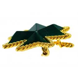 Vintage Tiffany & Co. Malachite Gold Pin Pendant Maltese Cross Brooch Clip