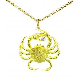 Modern Artisan Yellow Gold Diamond Crab Pendant Necklace