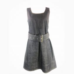 MARNI Dark Blue Denim Sleeveless Belted Mini Dress Size 40