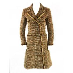 Vintage CHANEL Brown Tweed Coat Size FR34