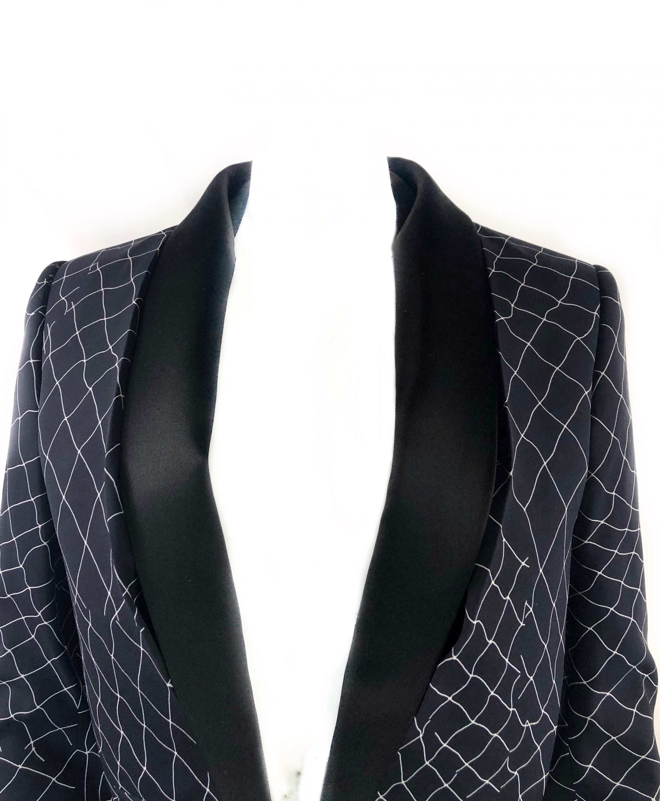 Haider Ackermann Navy and Black Tuxedo Blazer Jacket Size 38