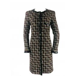 Chanel Metallic Lesage Fantasy Tweed Trimmed Evening Coat w/ Sequin Size FR 40