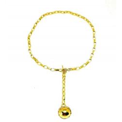 Artisan Yellow Gold Diamond Ball Pendant Lariat Necklace