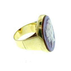 Vintage 14k Yellow Gold Agate Cameo Ring