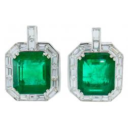 Emerald AGL Diamond White Gold Earrings