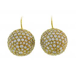 Vintage Diamond Yellow Gold Ball Earrings
