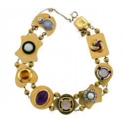 Victorian Gemstones Gold Slide Bracelet