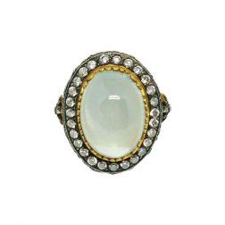 Stephen Webster Opal 18k Yellow Gold Sterling Silver Diamond Ring