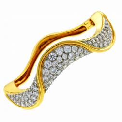 Oscar Heyman Diamond Yellow Gold Bangle Bracelet