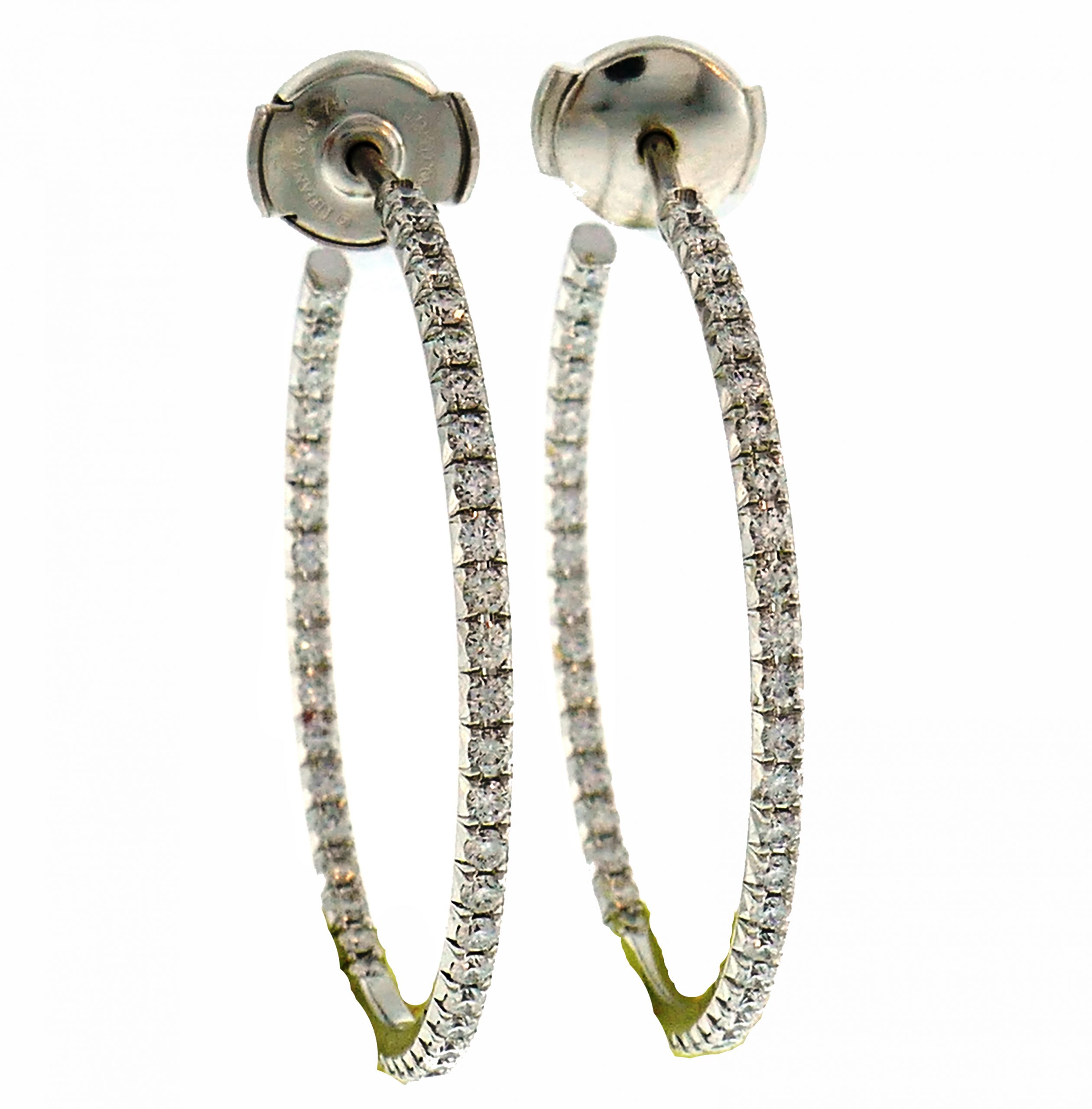Tiffany  Co White Gold Diamond Hoop Earrings  All Designers  Nadine  Krakov Collection