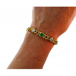 Victorian Gold Emerald Diamond Line Bracelet Antique English