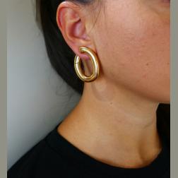 Vintage Yellow Gold Clip-on Hoop Earrings