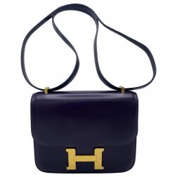 Hermes Constance Mini Purple Leather Shoulder & Crossbody Handbag