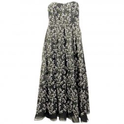 Erdem Black Silk and Floral Pattern Evening Dress Size 8