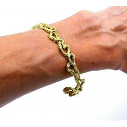 Artisan Hammered 18k Yellow Gold Bangle Bracelet