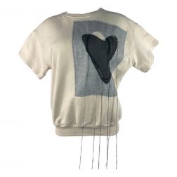 Maison Margiela Cream Heart Sweatshirt Top, Size M
