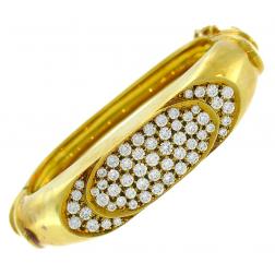 Vintage Bangle Bracelet Diamond 18k Yellow Gold