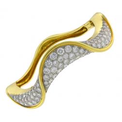 Vintage Oscar Heyman Diamond 18k Yellow Gold Bangle Bracelet