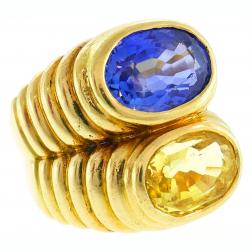 Bulgari Sapphire Yellow Gold Doppio Ring