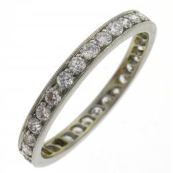 Art Deco Diamond Platinum Eternity Band Ring Size 7.5 Old European Cut Antique Jewelry