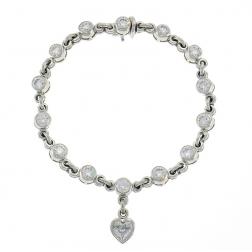 Graff Diamond 18k White Gold Bracelet with Heart Diamond Charm