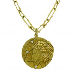 Vintage Tiffany & Co. 18k Gold Leo Pendant Necklace Zodiac
