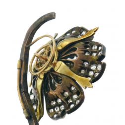 Victorian Diamond Tremblone Brooch French 18k Gold Silver Antique Clip Pin