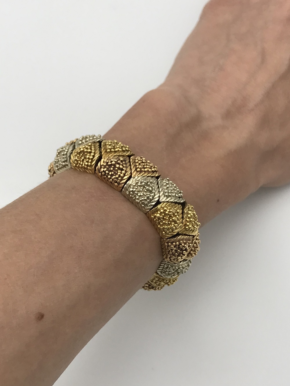 Bulgari Vintage Tri-Color Textured Gold Bracelet | All Designers | Nadine  Krakov Collection