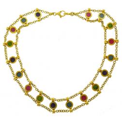 Vintage Bulgari Gems 18k Yellow Gold Necklace