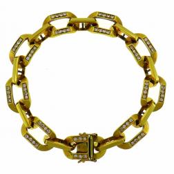 Vintage Bulgari Diamond 18k Yellow Gold Chain Link Bracelet Bvlgari