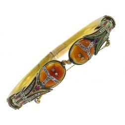 Art Nouveau 14k Gold Scarab Bangle Bracelet Antique