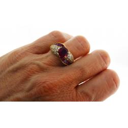 Vintage GRAFF Ruby Diamond 18k Yellow Gold Ring 2.06 cts AGL Report Size 6.25