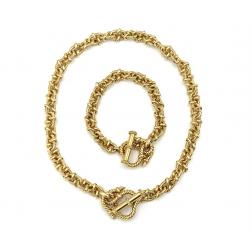 Vesco Italy Yellow Gold Rope Chain Necklace Bracelet Set