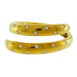 Vintage Chaumet Diamond 18k Gold Bangle Bracelet Stylized Snake Spiral