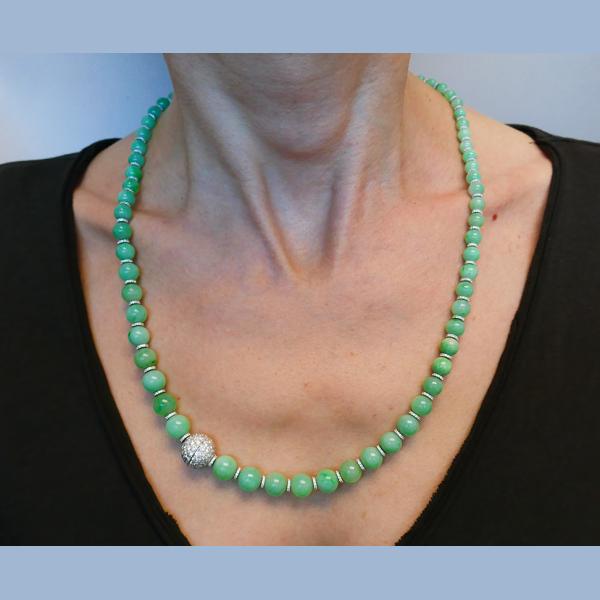 Lot - LADIES 8MM SPINACH JADE BEAD NECKLACE