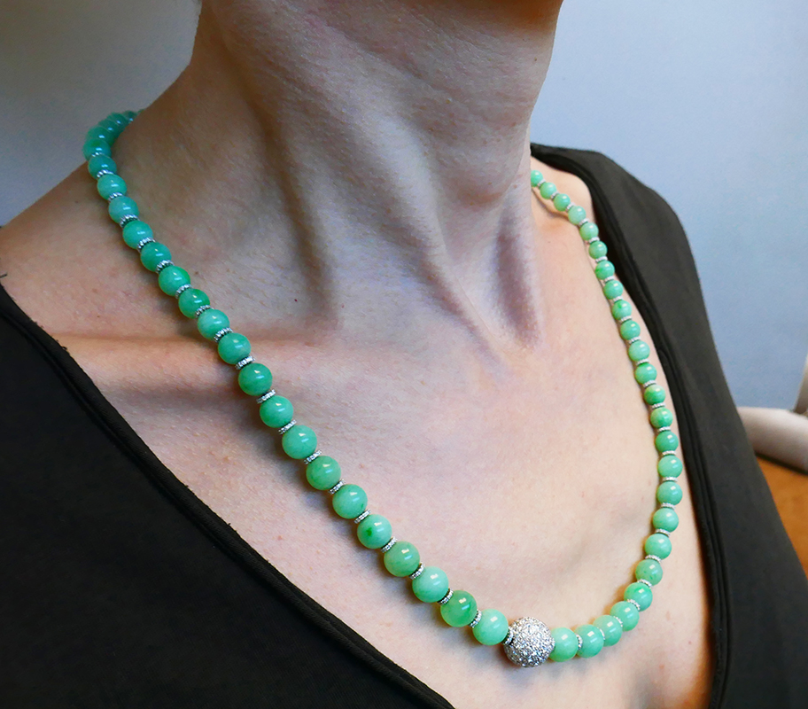 THSJ1251: Jade: Colour Bead Necklace - Taylor Hill Scarves & Co.