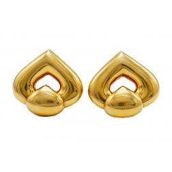 Vintage Marina B 18k Yellow Gold Heart Earrings Clip-on