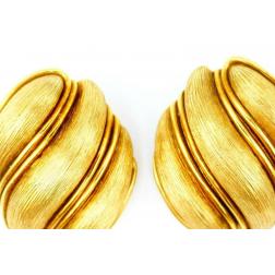 Henry Dunay Yellow Gold Shell Clip-On Earrings