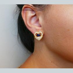 Vintage Chopard 18k Yellow Gold Earrings with Diamond Sapphire