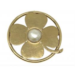 Seaman Schepps Yellow Gold and Mobe Pearl Clover Pendant and Brooch