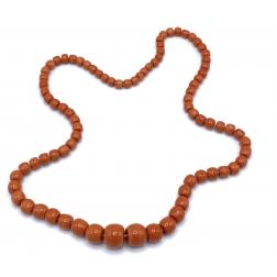 Vintage Coral Bead Necklace w/ GIA Report