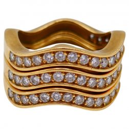 Cartier Yellow Gold Diamond Wave Stack Band Ring