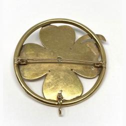 Seaman Schepps Yellow Gold and Mobe Pearl Clover Pendant and Brooch