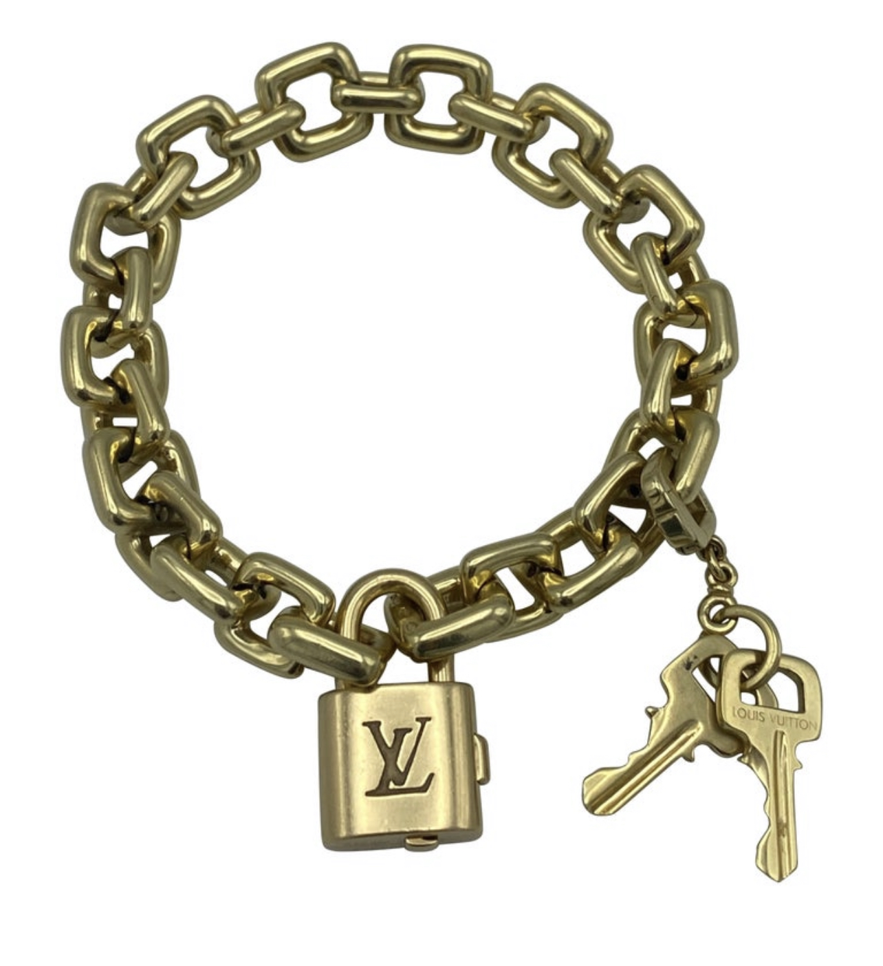 Vintage Louis Vuitton Yellow Gold Link Bracelet w/ Charms