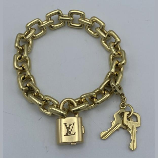 Vintage Louis Vuitton Chunky Heavy Link Bracelet Set in 18k Yellow Gold