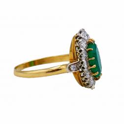 Vintage Emerald Diamond 14k Gold Ring