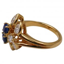 Chaumet Vintage Diamond Sapphire Yellow Gold Ring