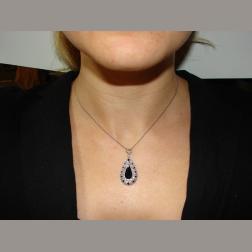 Art Deco Platinum Sapphire Diamond Pendant Necklace