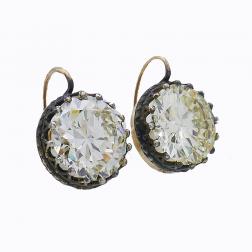 Victorian Diamond Silver Gold Drop Stud Earrings Antique