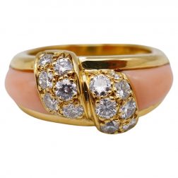 Van Cleef & Arpels Vintage Coral Diamond Gold Ring